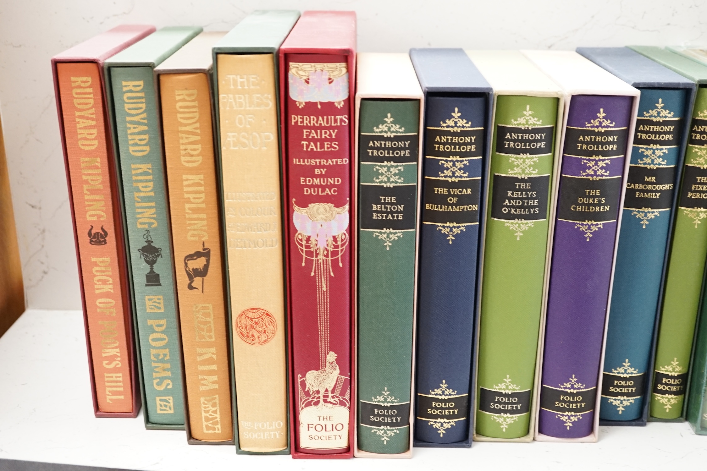 Seventeen Folio Society volumes including three Rudyard Kipling, seven Anthony Trollope, the Secret Garden, a two volume edition of Milton’s Paradise Lost, etc. (18)